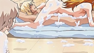 Very excited fellow with large sticking member is hardly fucking the pretty hentai bawdy cleft in the bath