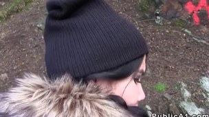 Pretty Czech student bangs in forest pov for money