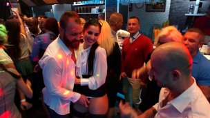 Bitches love fascinating schlongs in a night club by sucking and fucking them