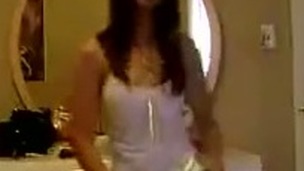 Pleasant wicked and playful web camera hottie in white top was dancing for me