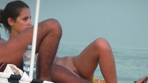 Beauty with nice boobs on the beach Espana voyeur movie