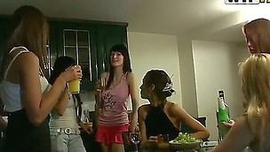 A lot of drunk teen sluts undress in front of camera and want to be fucked wildly by their classmates. This hardcore college party will become a popular porn movie scene in Internet!