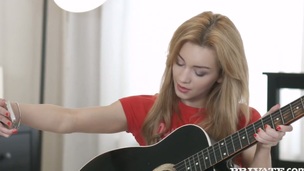 Lecherous Russian teen Sonia Pleasant is having wild sex after playing guitar